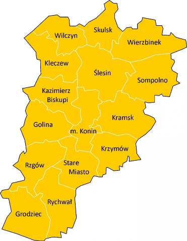 Mapa Powiatu Konińskiego