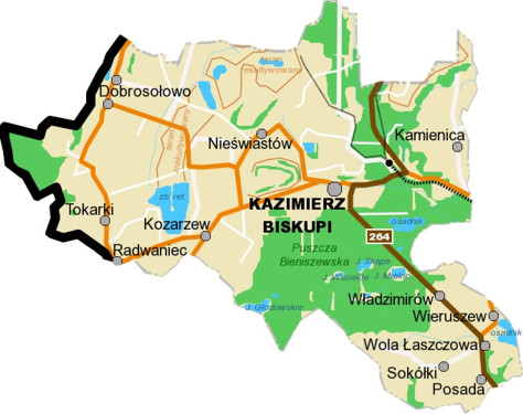 Mapa Gminy Kazimierz Biskupi