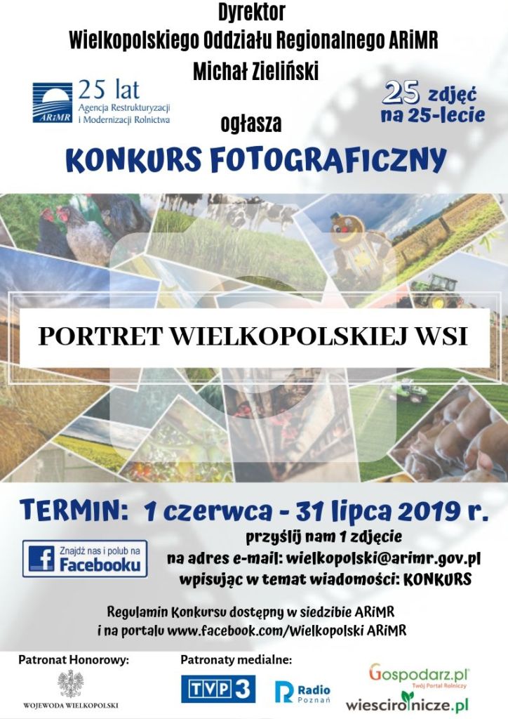Plakat promujący konkurs fotograficzny pn. Portret wielkopolskiej wsi