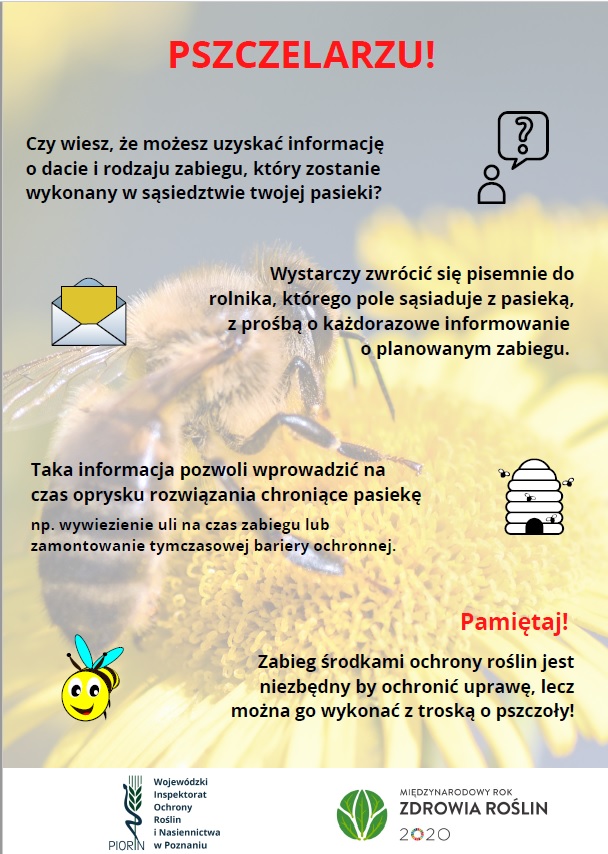 Chrońmy pszczoły  - informacja dla pszczelarzy o opryskach