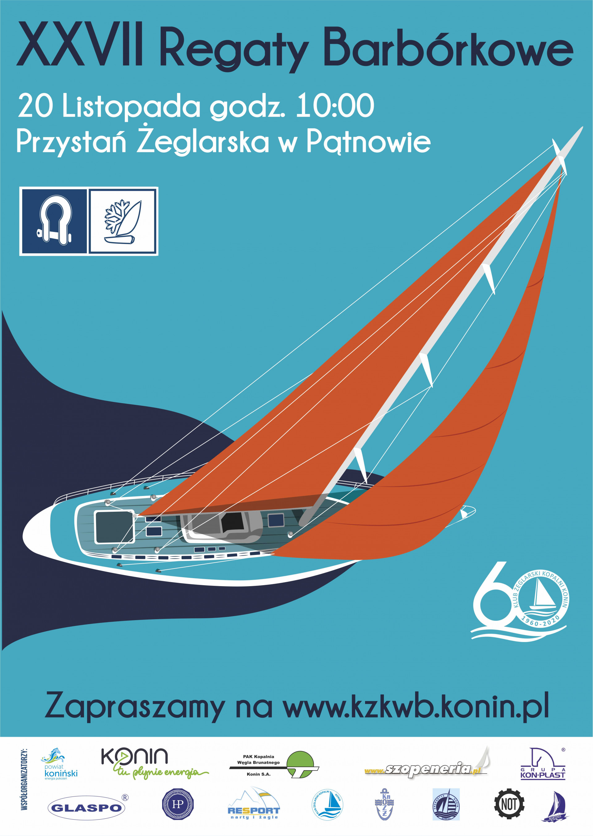 Plakat promujący Regaty Barbórkowe zimowe 2021