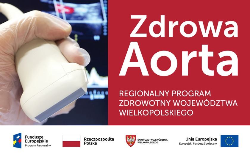 Grafika promująca bezpłatne badanie USG aorty brzusznej z Wielkopolskiego Programu ZDROWA AORTA