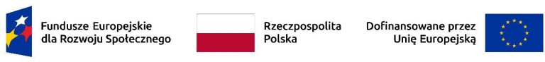 logotyp Funduszy Europejskich dla Rozwoju Społecznego, flaga RP i flaga Unii Europejskiej