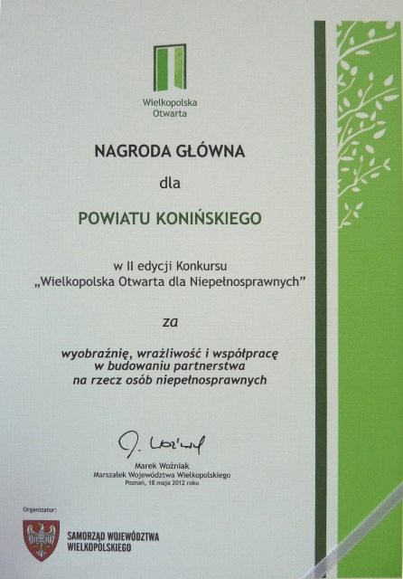 Powiat koniński nagrodzony za partnerstwo