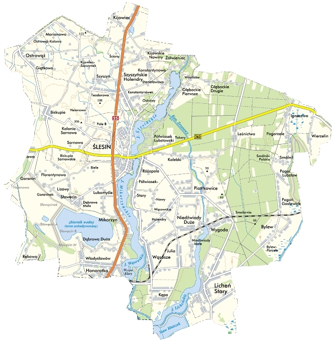 Mapa Miasta i Gminy Ślesin