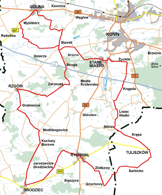 Mapa szlaku rowerowego – Rowerowa Szóstka